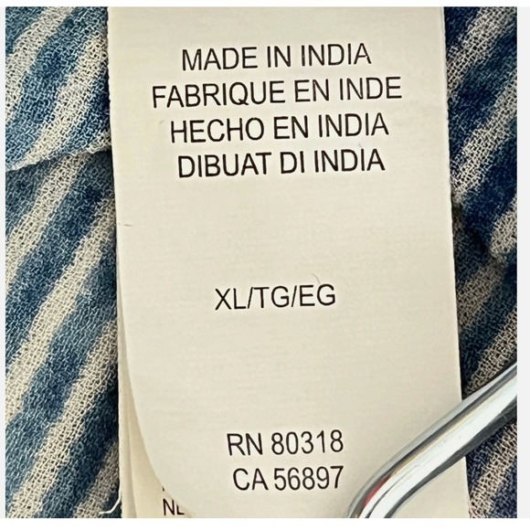 Lucky Brand Blue Embroidered Babydoll Top Boho Peasant Tunic XL - Picture 6 of 8